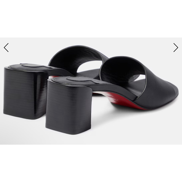 Christian Louboutin So CL Embossed Leather Mules Black Red Size 9.5/10 - Picture 2 of 11